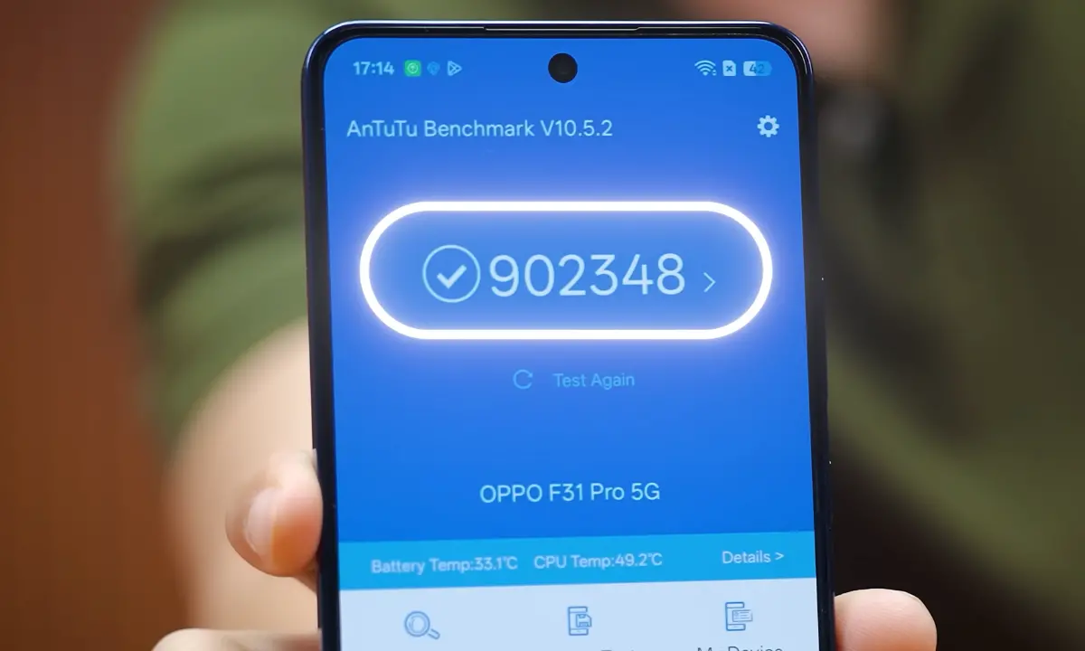 Oppo f31 pro antutu benchmark geekbench score image